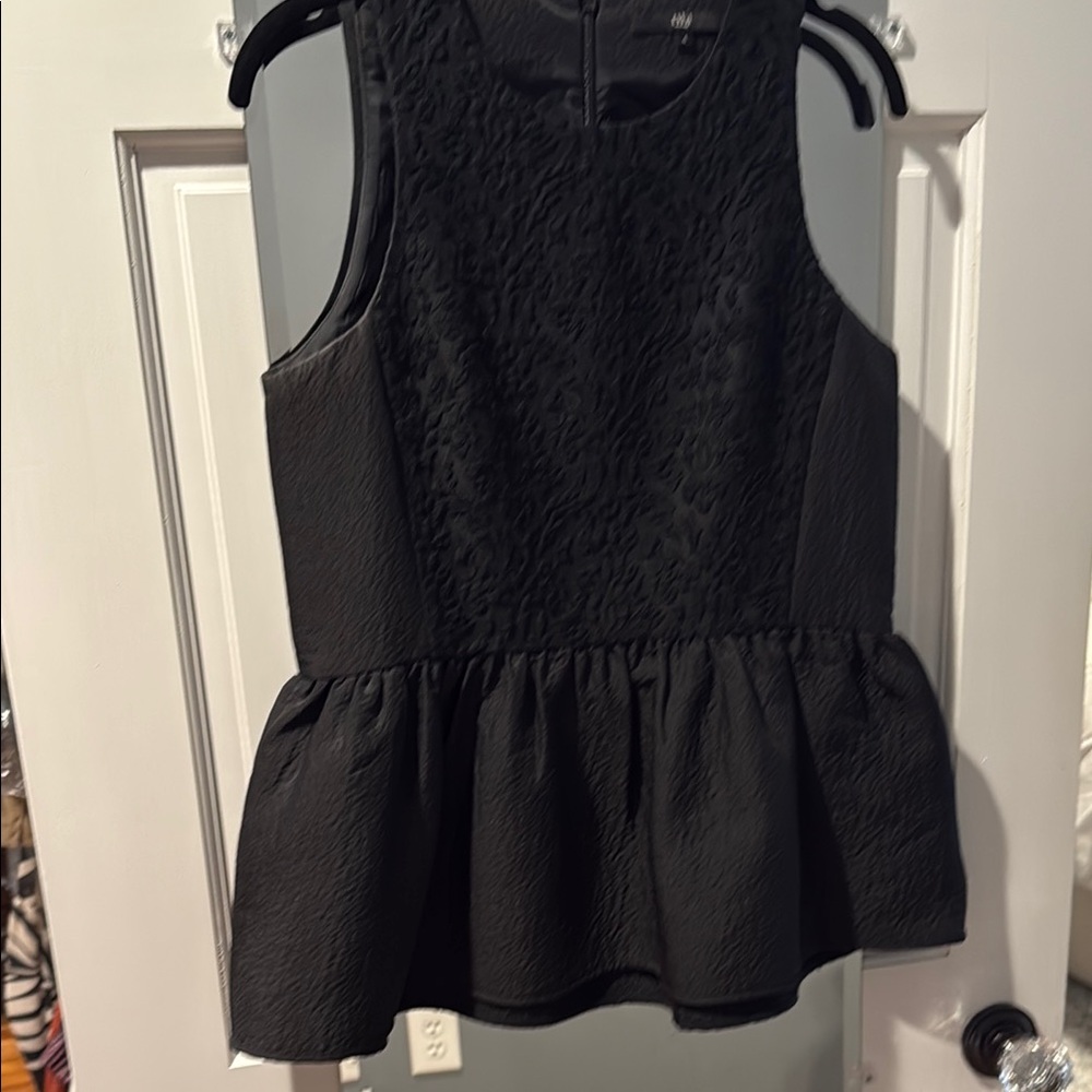 Tibi Black Sleeveless Peplum Blouse